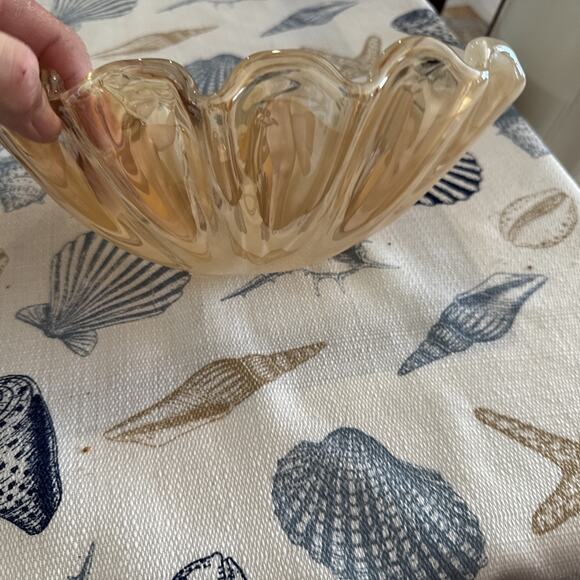 Murano Glass Bowl Gold Color Tammaro Home Hand Made Bowl in Italy H-358 - Picture 3 of 5